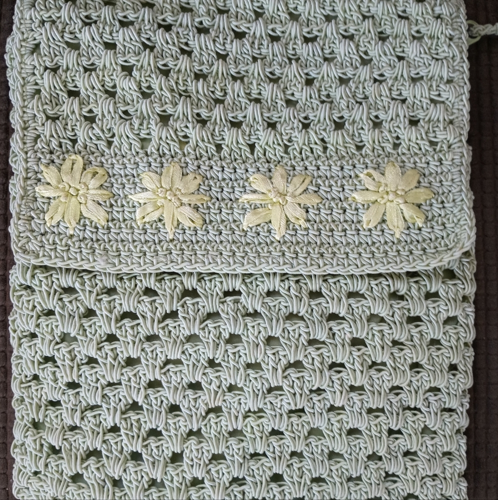 Caelos DSanti Lime Green Crocheted Crossbody